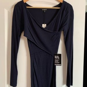 Dark Navy blue Express fitted dress to knee